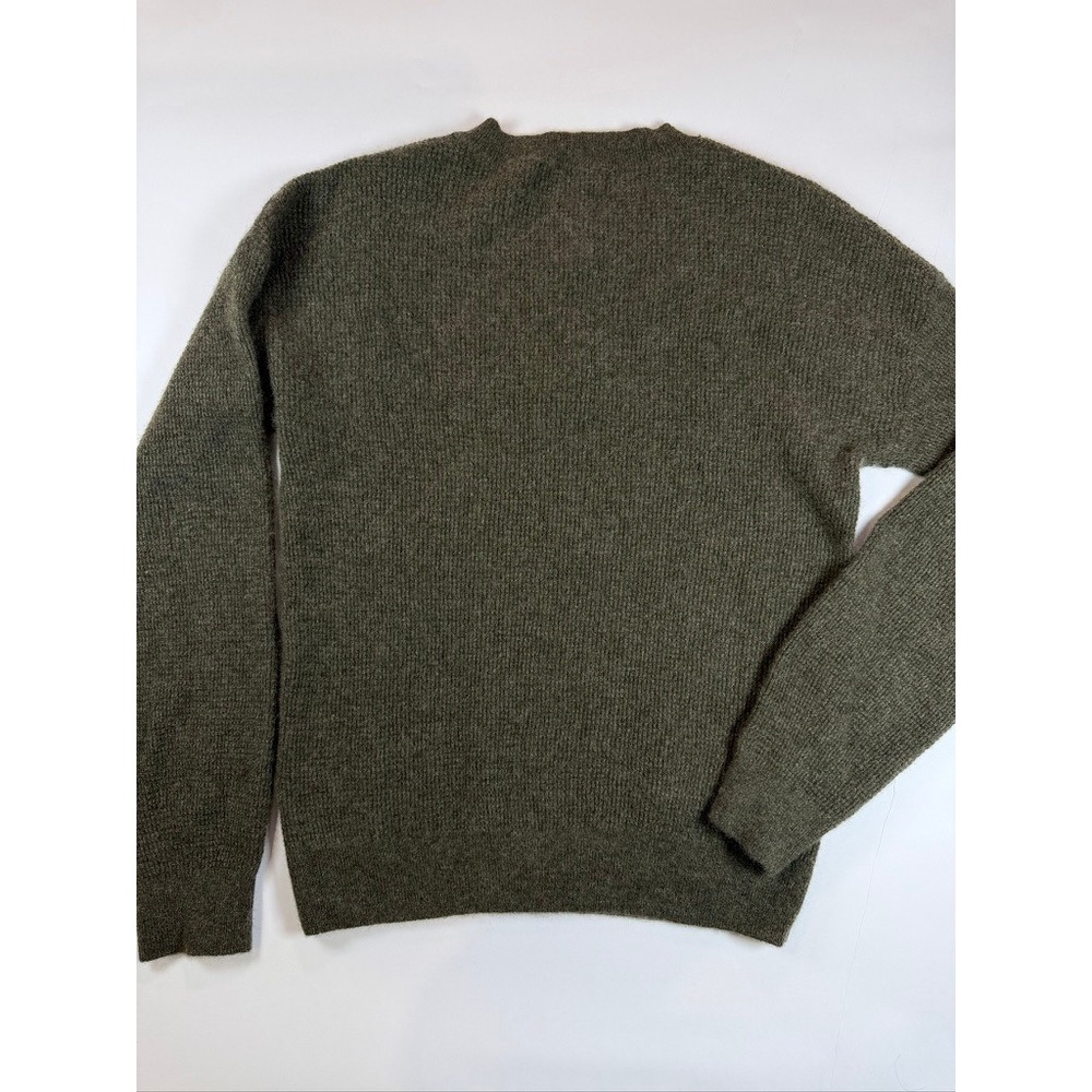 Magaschoni Henley Sweater Women Large Olive Green 100% Cashmere Ribbed Knit - Picture 5 of 8